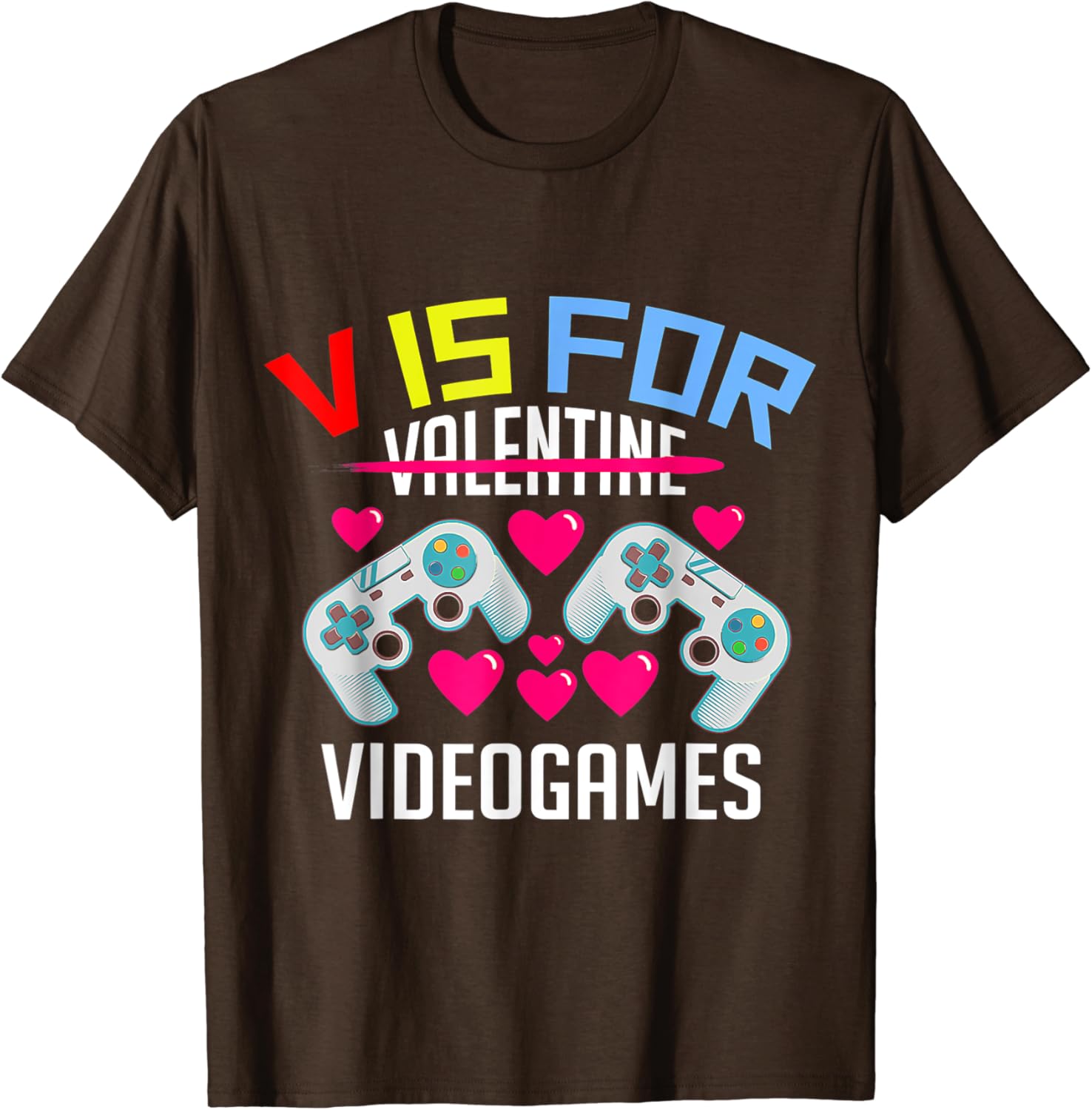 V Is For Video Games Video Games Lover Valentines Day Heart TShirt